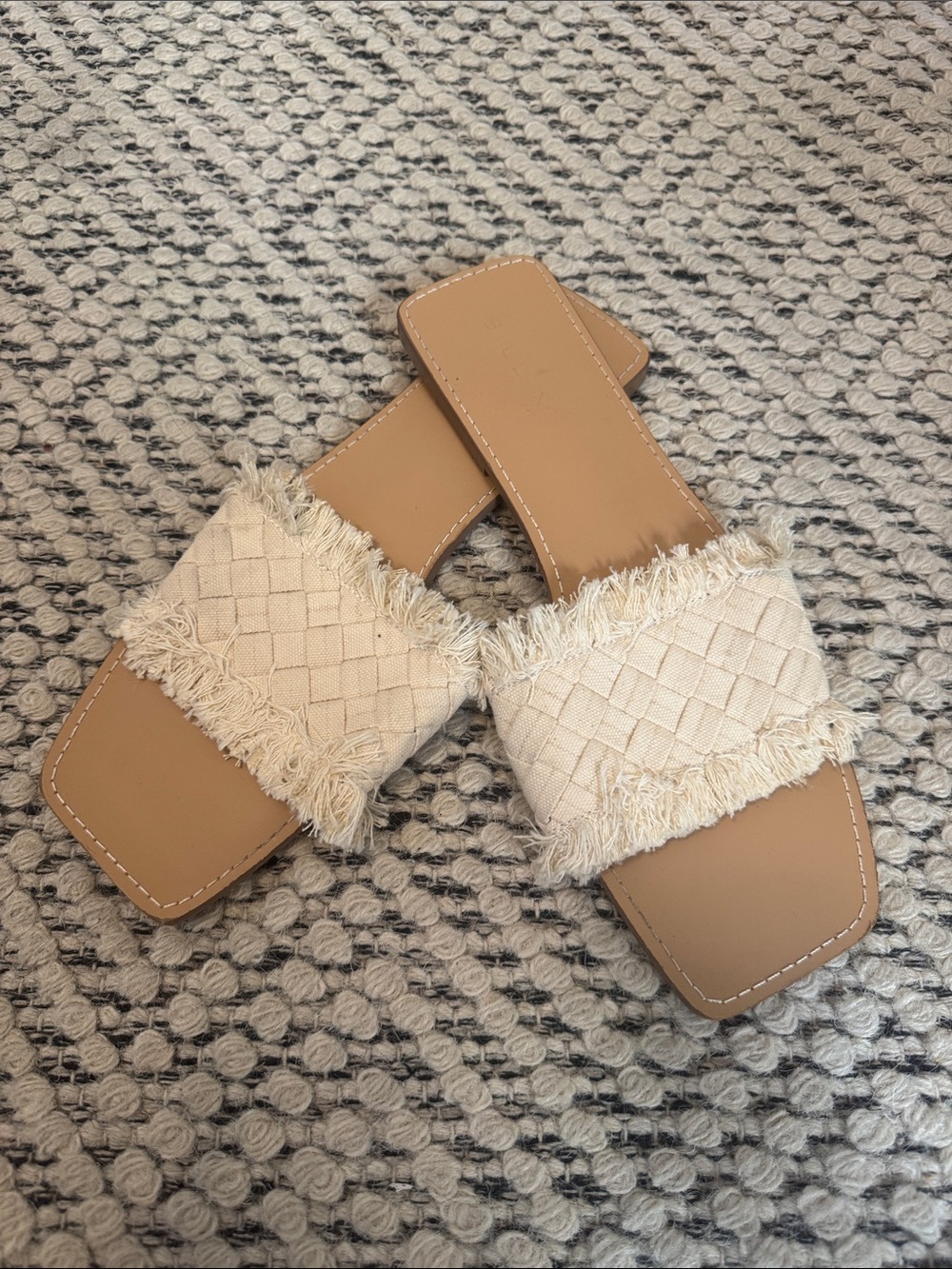 Cayra Cream Woven Slides by Billini